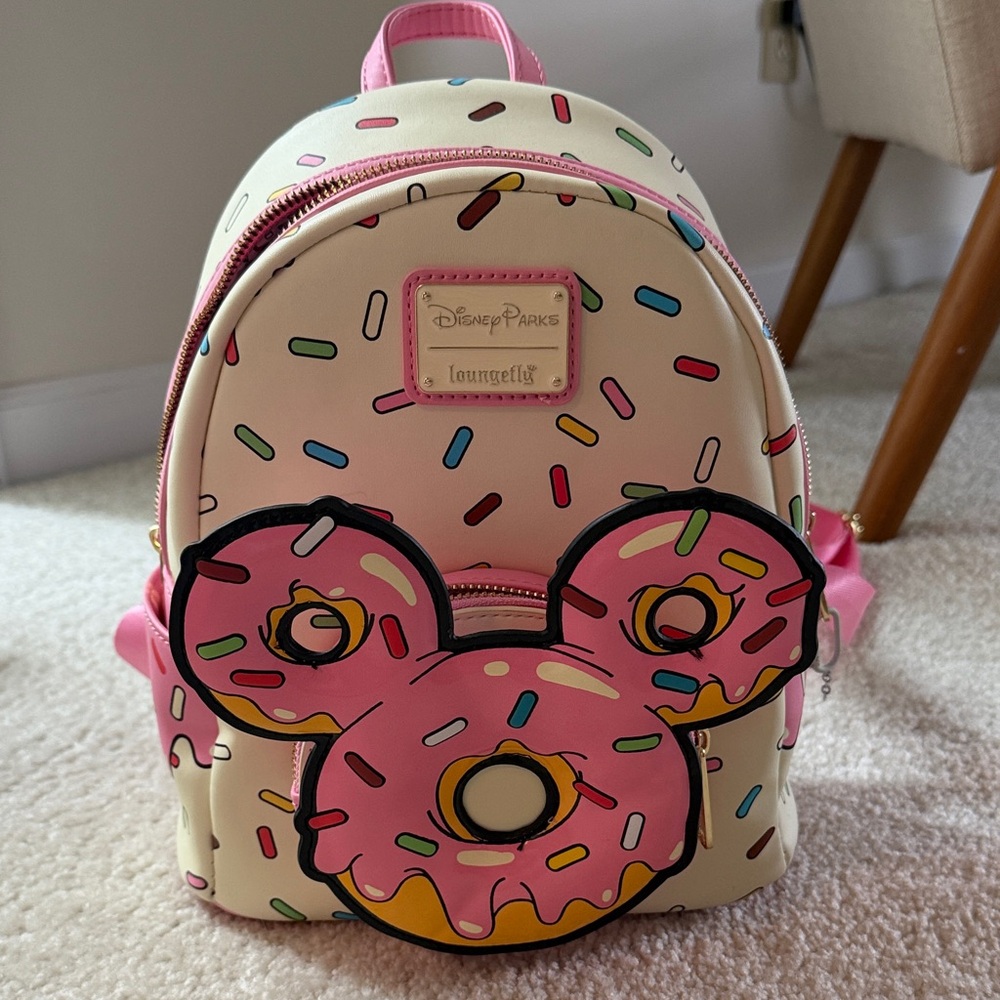Disney Sprinkle Donut Loungefly Backpack - Cream and Pink